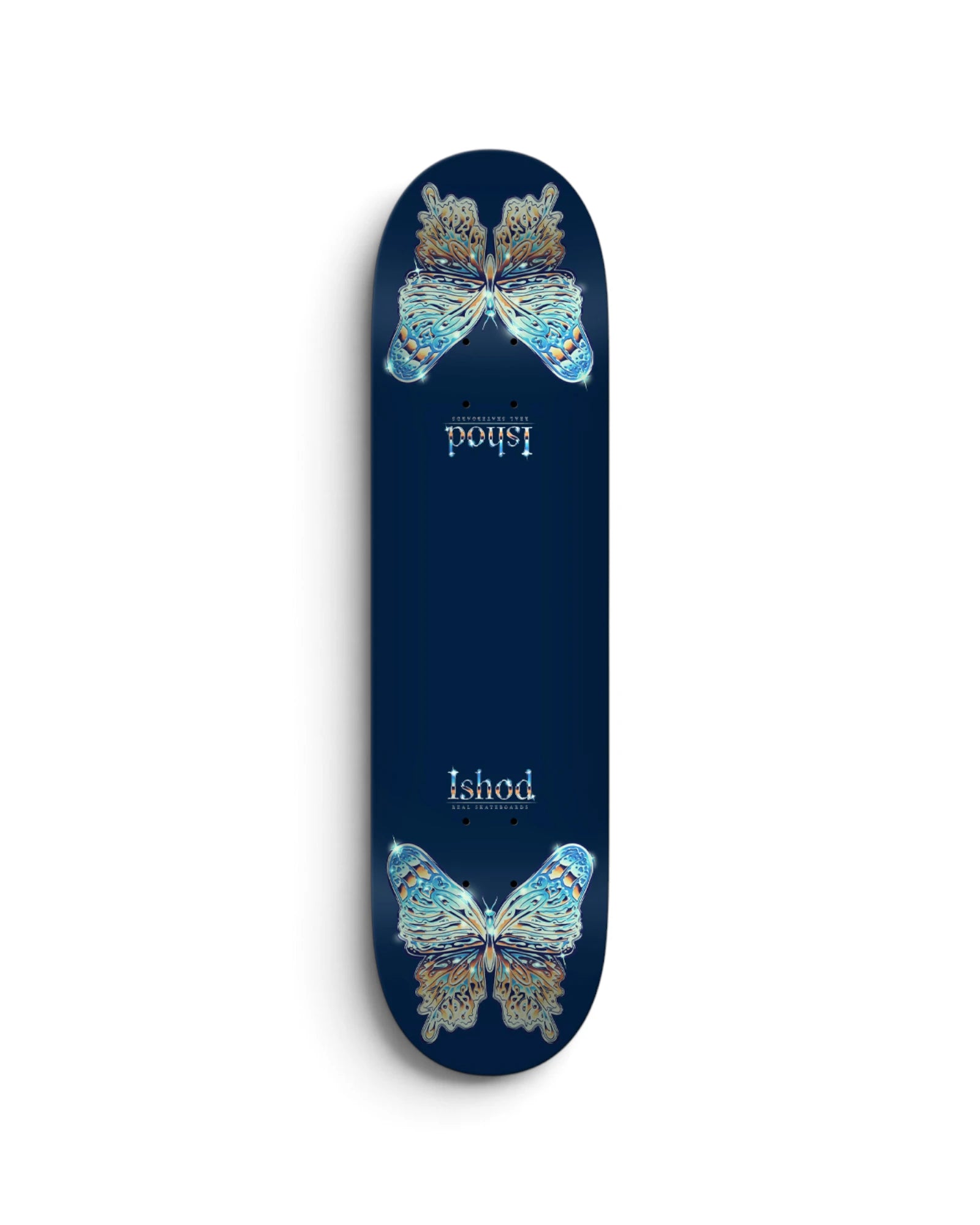 Real 8.25" 'Ishod Mariposa Chrome Redux Twin Tail' Deck (Navy)