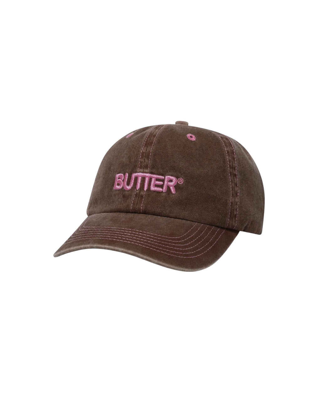 Butter Goods 'Rounded Logo' 6 Panel Cap (Washed Brown)