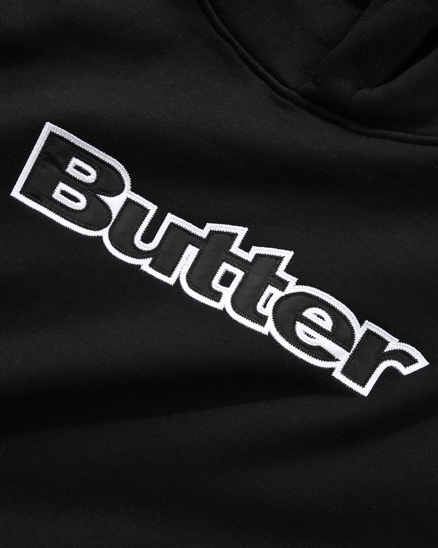 Butter Goods 'Satin Logo Applique' Pullover Hoodie (Black)