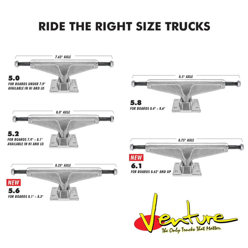 Venture Al Polished Skateboard Truck Low 5.2