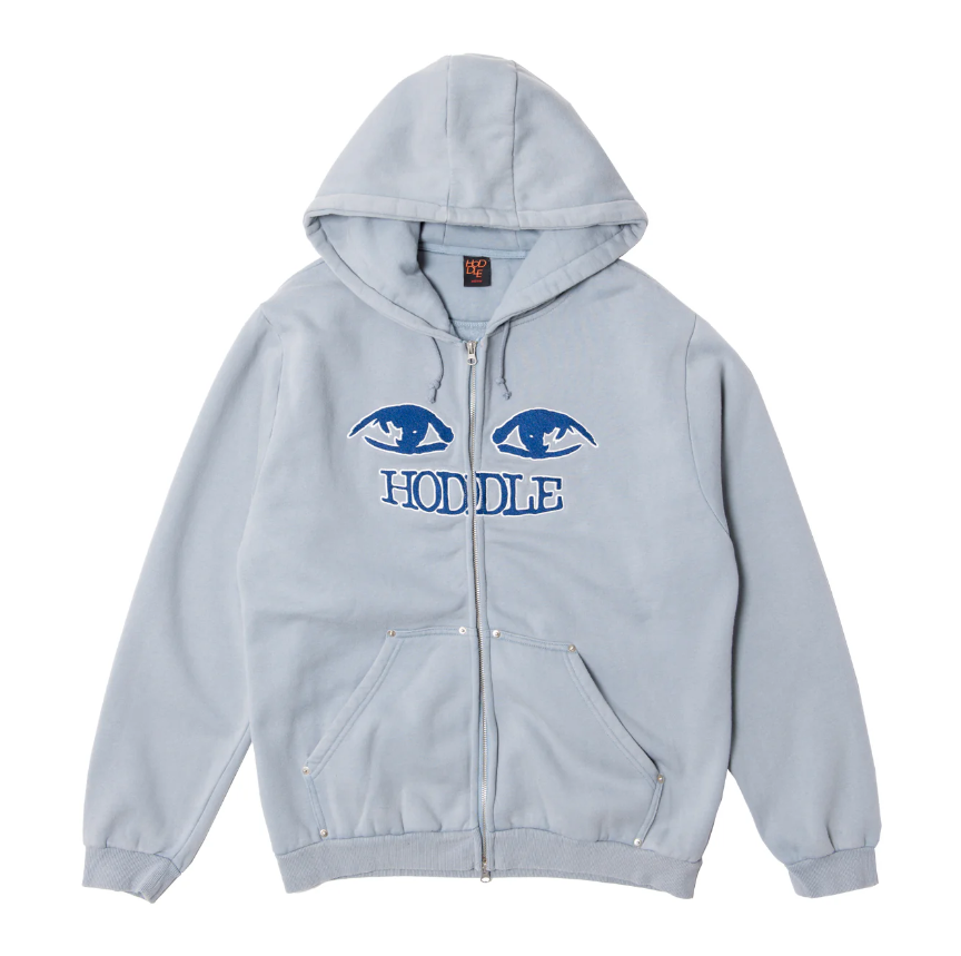 Hoddle Skateboards 'Watcher' Zip Up Hoodie (Blue Wash)