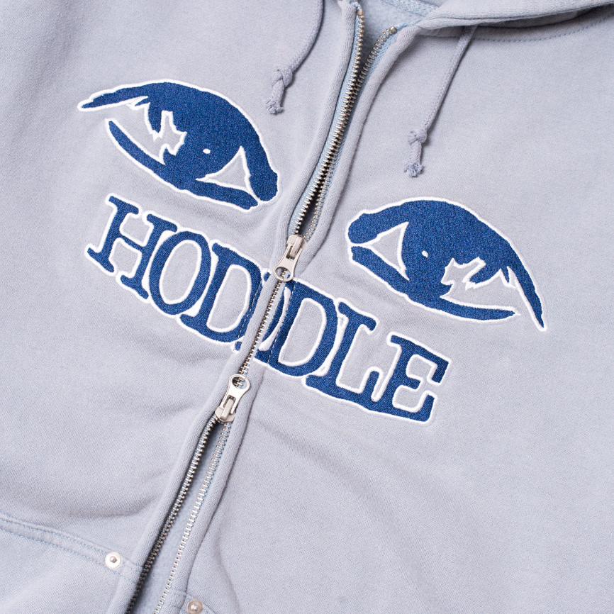 Hoddle Skateboards 'Watcher' Zip Up Hoodie (Blue Wash)