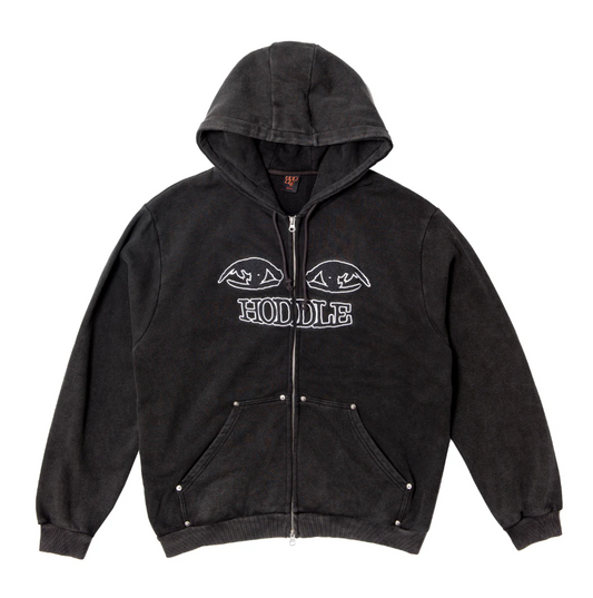 Hoddle: Watcher Zip Up Hood (Black Wash)