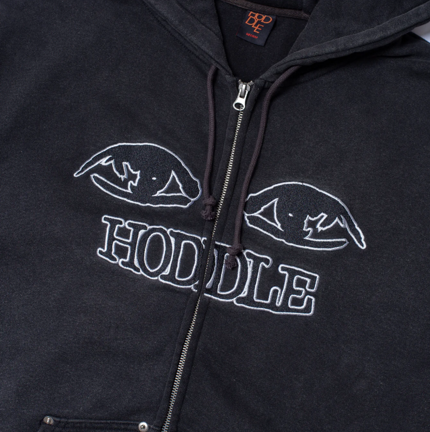 Hoddle: Watcher Zip Up Hood (Black Wash)