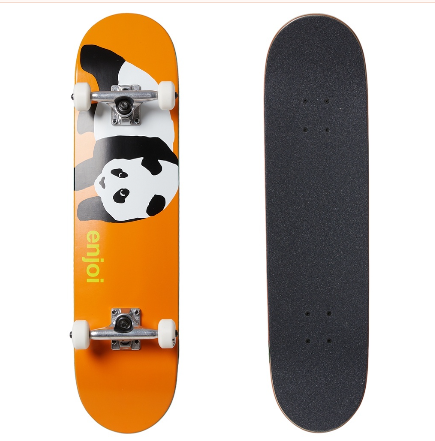 Enjoi NBD Panda Resin Complete W/Soft Wheels Orange 7.75" x 31.2" Complete Skateboard