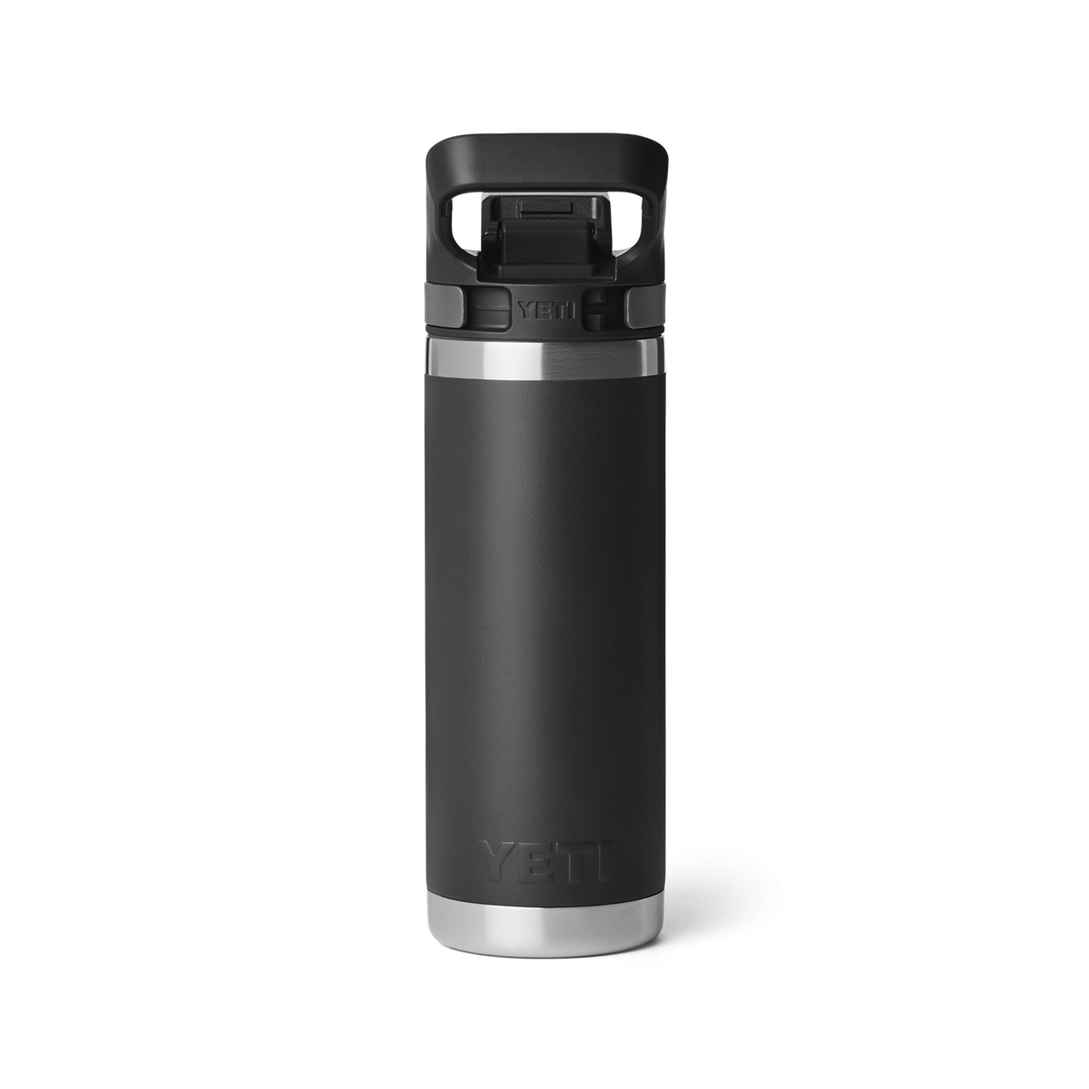 YETI 'Rambler 18 OZ' Water Bottle with Color-Matched Flip Chug Cap (Black)