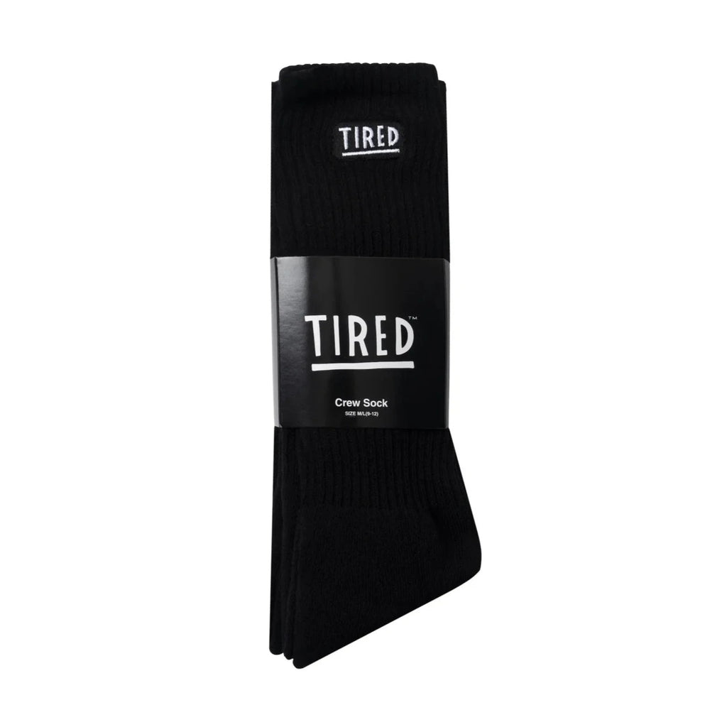Tired Skateboards OG Logo 3 Pack Crew Socks (Black)