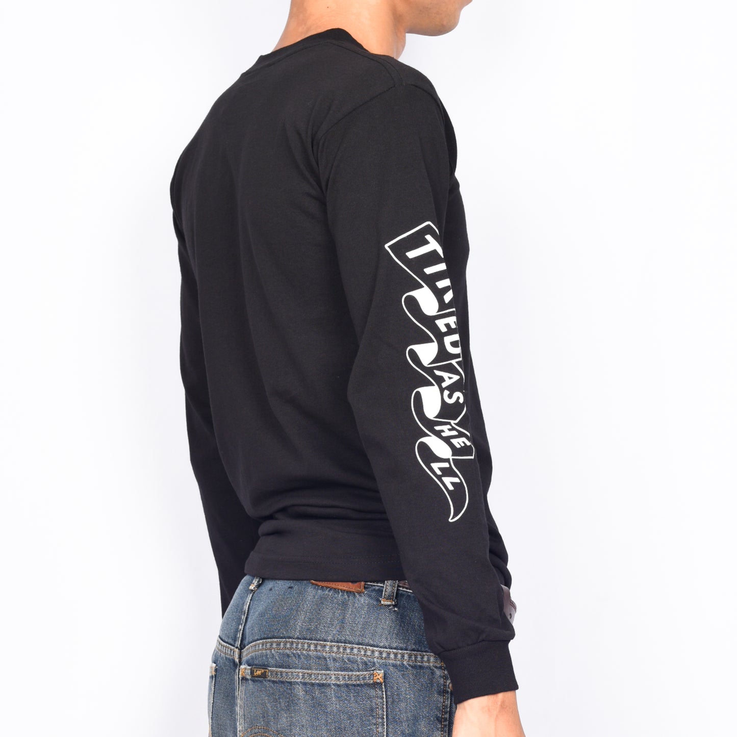 Tired Skateboards "Tired As Hell" Long Sleeve Shirt (Black)