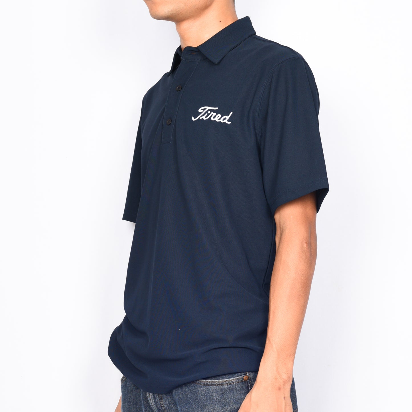 Tired Skateboards "Golf" Polo T-Shirt (Navy Blue)