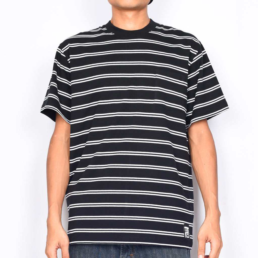 Tired Skateboards 'Stamped Stripe Pocket' T-Shirt (Black)