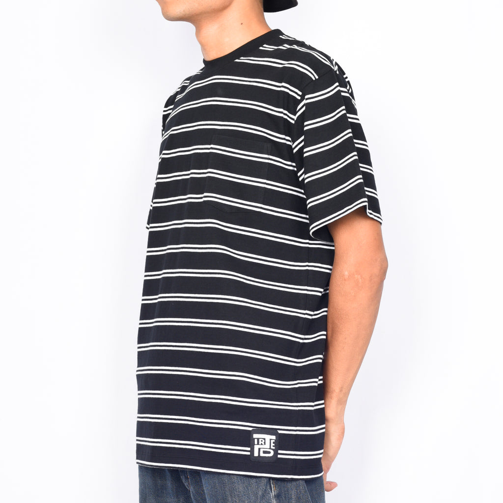 Tired Skateboards 'Stamped Stripe Pocket' T-Shirt (Black)