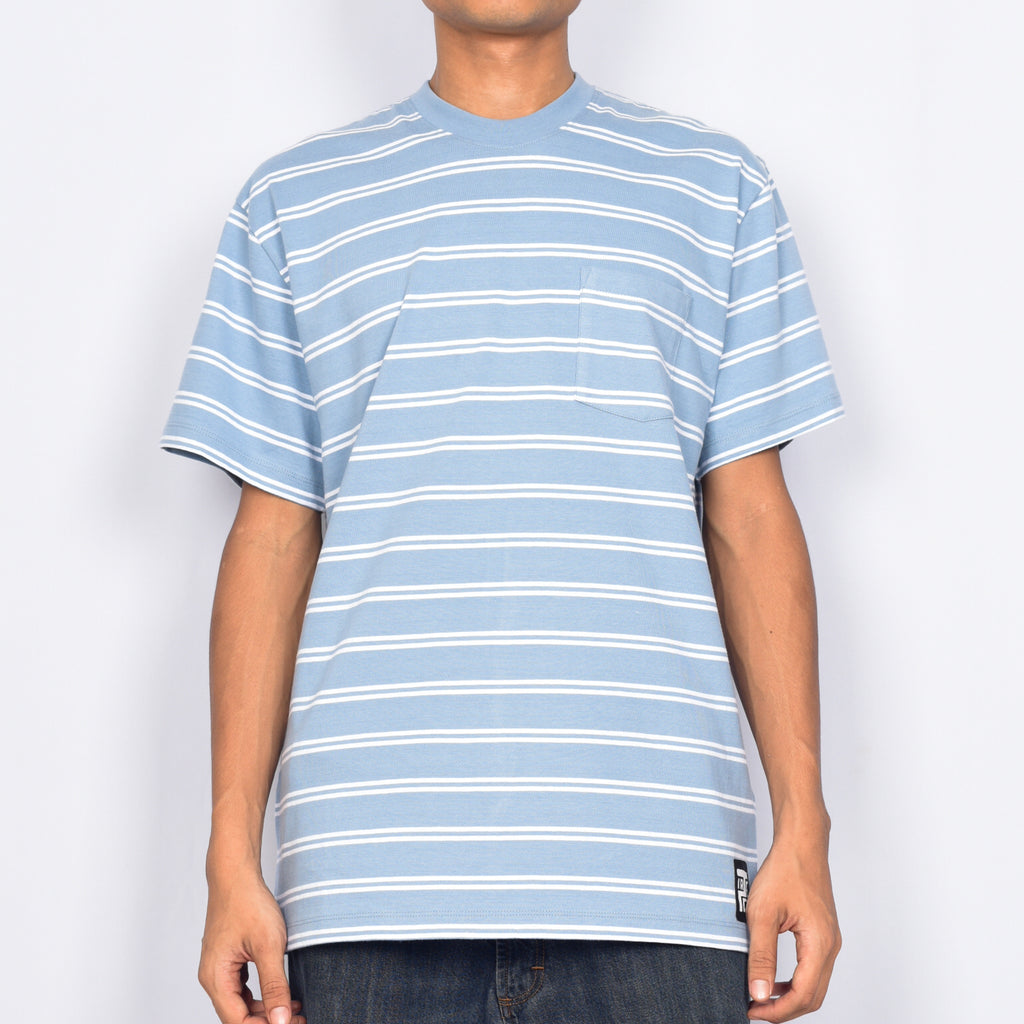 Tired Skateboards 'Stamped Stripe Pocket' T-Shirt (Bright Blue)