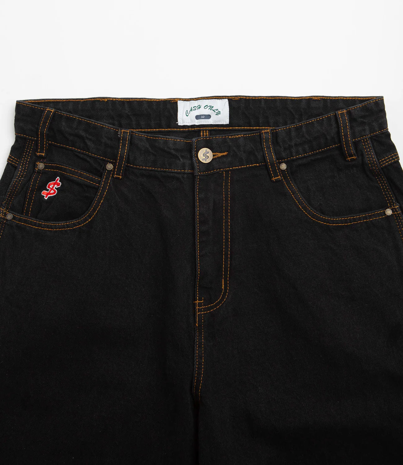 CASH ONLY Logo Baggy Denim Jeans (Washed Black)