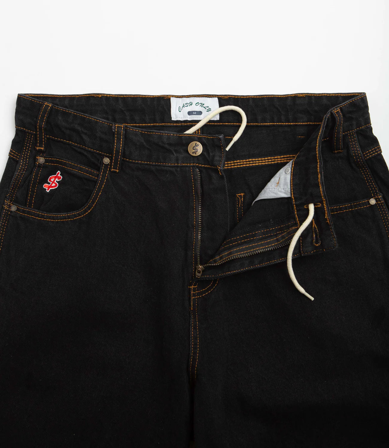 CASH ONLY Logo Baggy Denim Jeans (Washed Black)