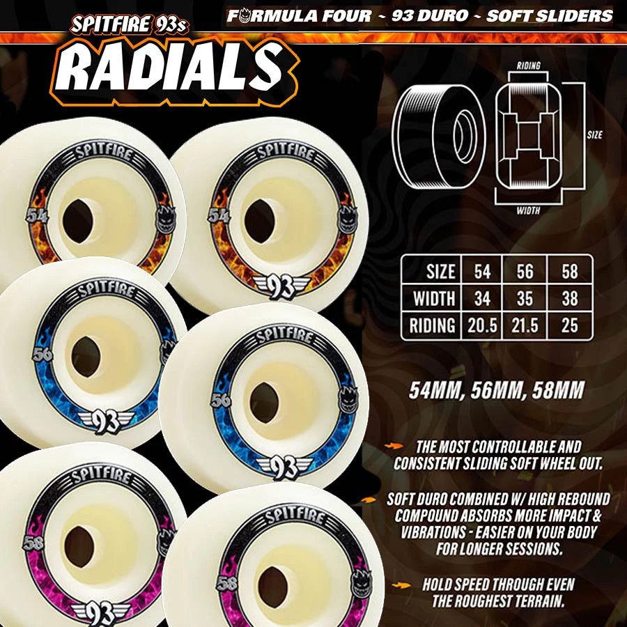 Spitfire Formula Four Radials Naturals 56Mm/93A Skateboarding Wheels