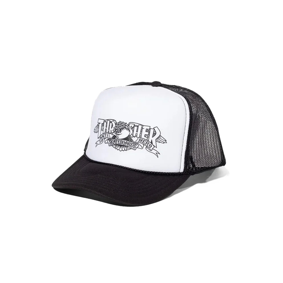 Thrasher X Anti Hero Mag 'Banner' Trucker Hat (Black/White)