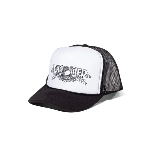 THRASHER X ANTI HERO MAG BANNER TRUCKER - BLACK/WHITE