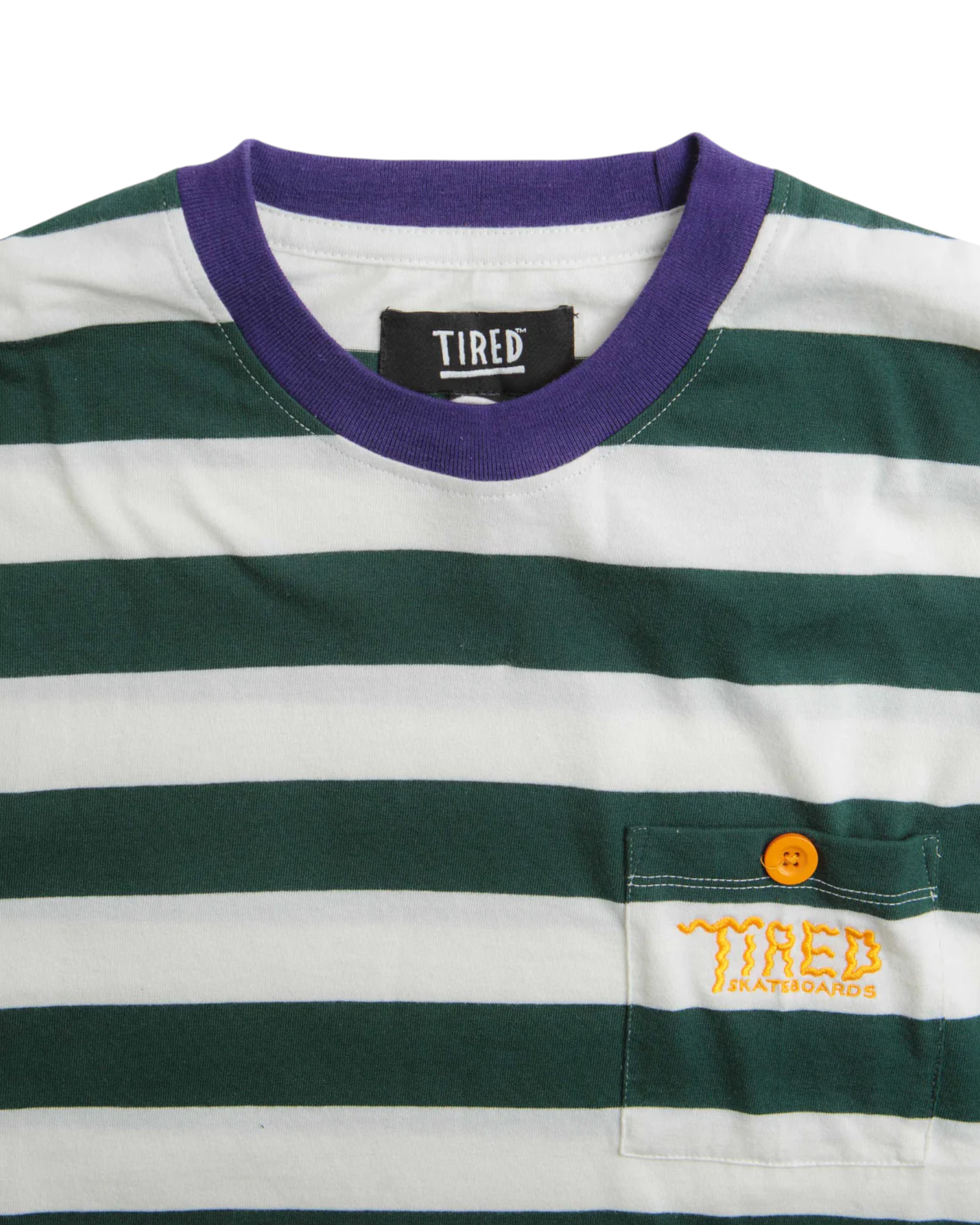 Tired Skateboards 'Squiggly Logo Striped Pocket Logo' Long-Sleeve T-Shirt (Purple)