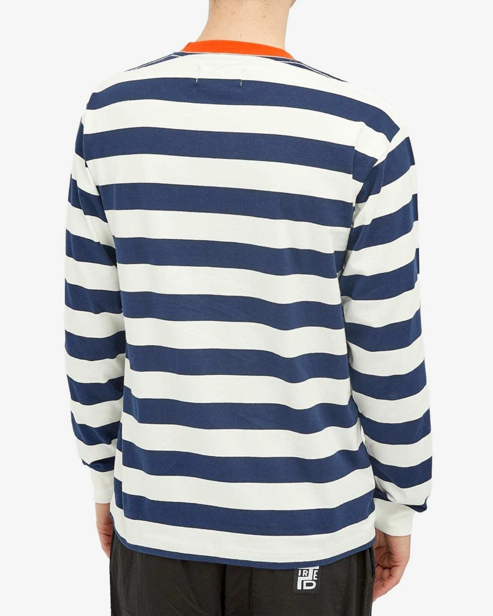 Tired Skateboards 'Squiggly Logo Striped Pocket Logo' Long-Sleeve T-Shirt (Red/Navy)